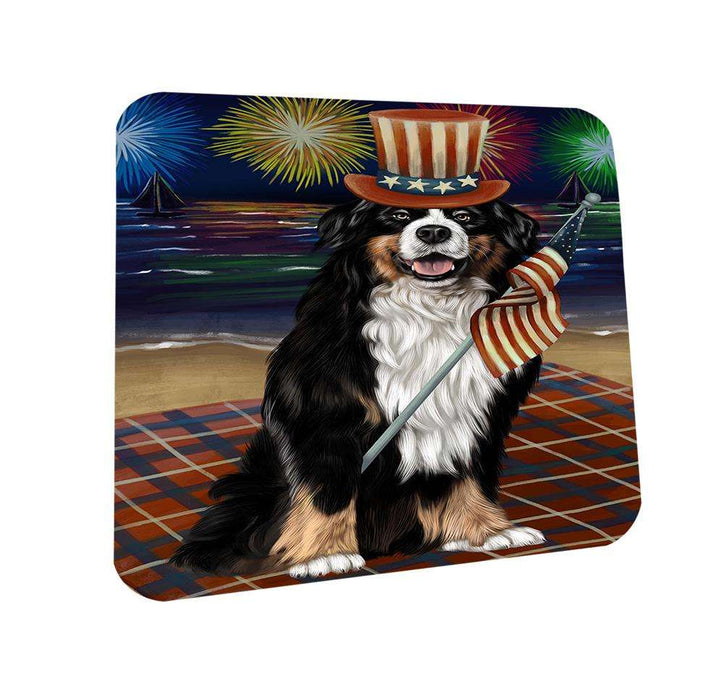 4th of July Independence Day Firework Bernese Mountain Dog Coasters Set of 4 CST49662