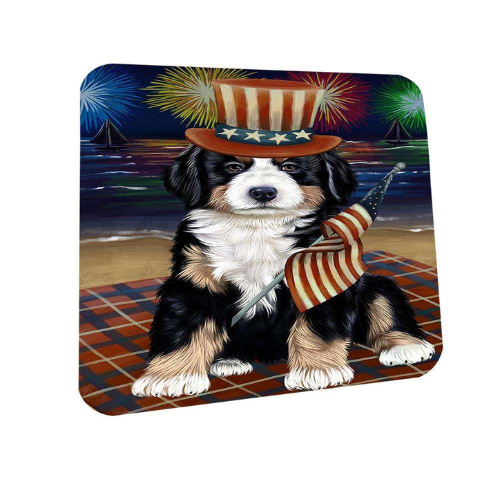 4th of July Independence Day Firework Bernese Mountain Dog Coasters Set of 4 CST49664