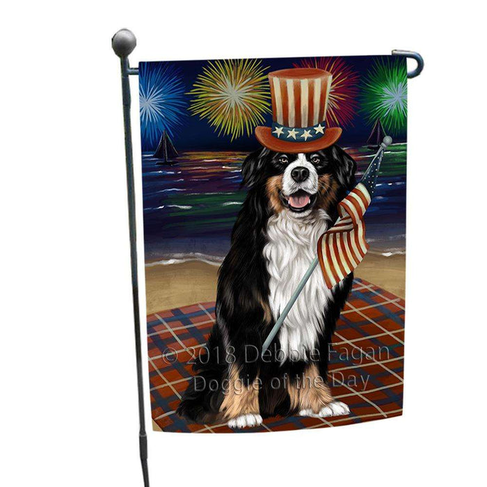4th of July Independence Day Firework Bernese Mountain Dog Garden Flag GFLG49431