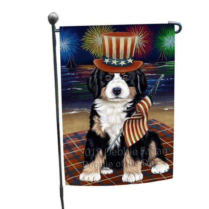 4th of July Independence Day Firework Bernese Mountain Dog Garden Flag GFLG49433