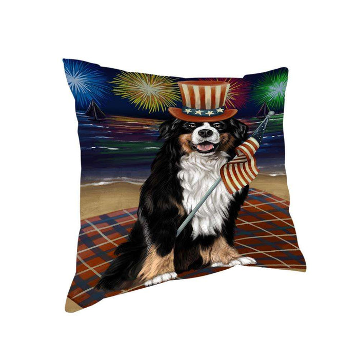 4th of July Independence Day Firework Bernese Mountain Dog Pillow PIL54264