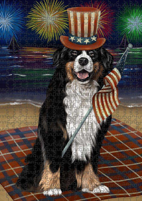 4th of July Independence Day Firework Bernese Mountain Dog Puzzle with Photo Tin PUZL52512
