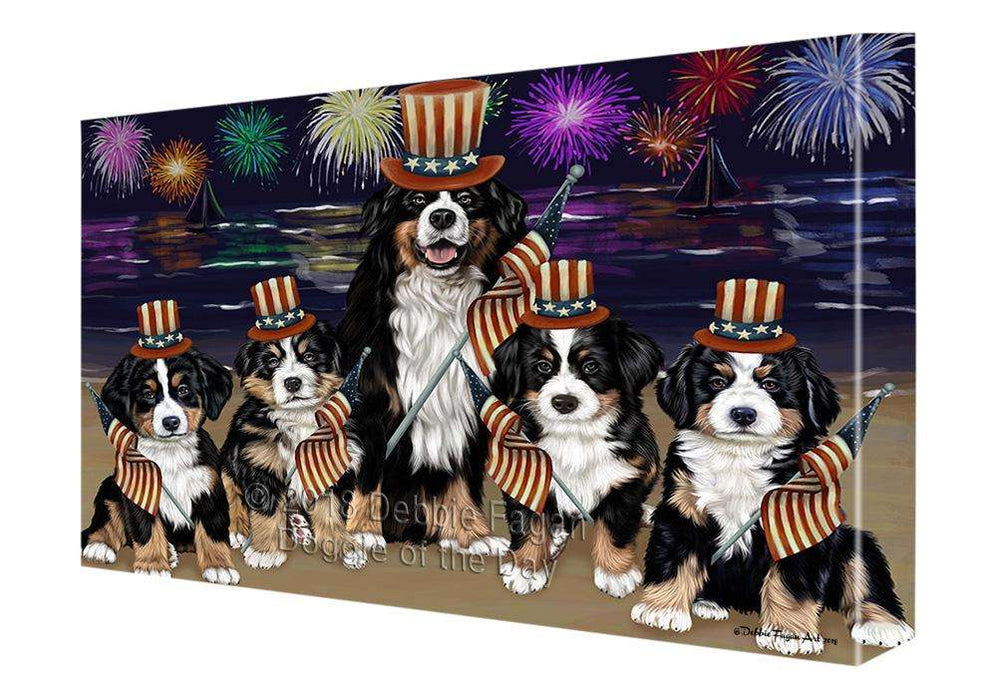4th of July Independence Day Firework Bernese Mountain Dogs Canvas Wall Art CVS62170
