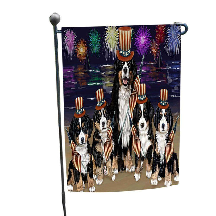4th of July Independence Day Firework Bernese Mountain Dogs Garden Flag GFLG49432