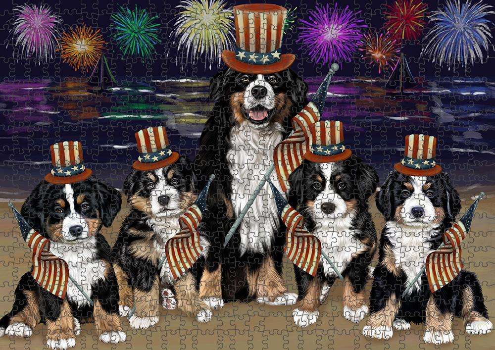 4th of July Independence Day Firework German Shepherds Dog Puzzle with