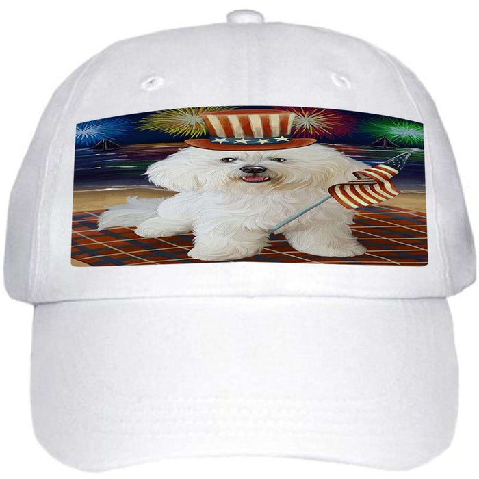 4th of July Independence Day Firework Bichon Frise Dog Ball Hat Cap HAT52548