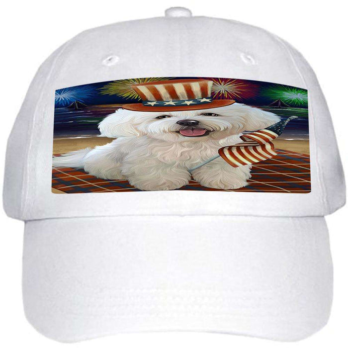 4th of July Independence Day Firework Bichon Frise Dog Ball Hat Cap HAT52554