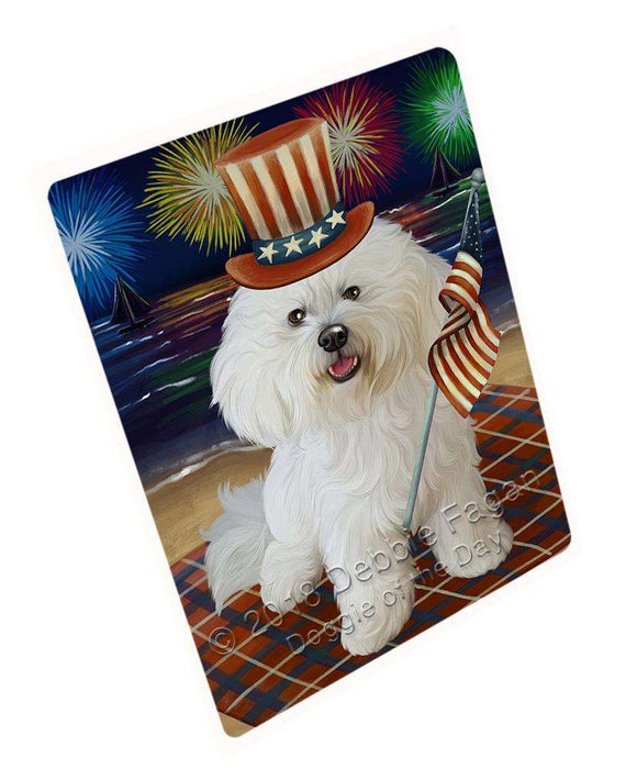 4th of July Independence Day Firework Bichon Frise Dog Blanket BLNKT62049