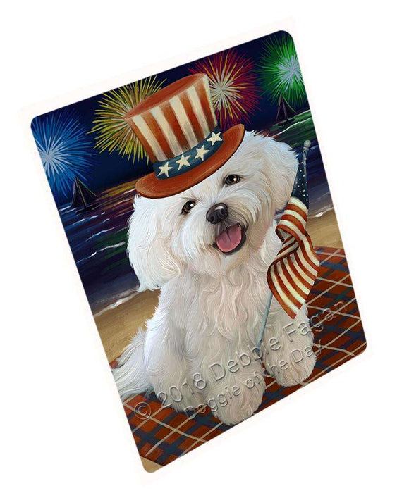 4th of July Independence Day Firework Bichon Frise Dog Blanket BLNKT62067