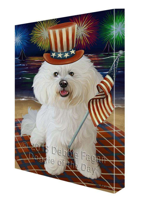 4th of July Independence Day Firework Bichon Frise Dog Canvas Wall Art CVS62188