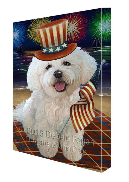 4th of July Independence Day Firework Bichon Frise Dog Canvas Wall Art CVS62206