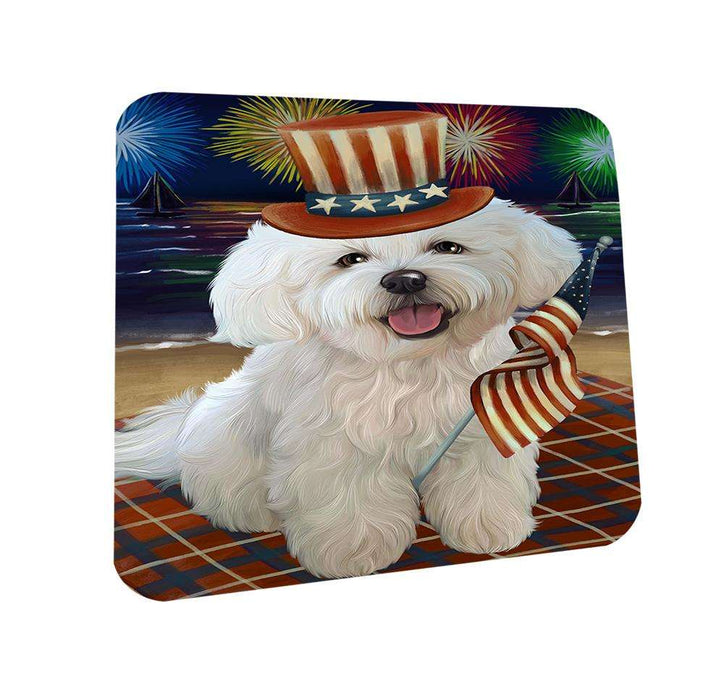 4th of July Independence Day Firework Bichon Frise Dog Coasters Set of 4 CST49667