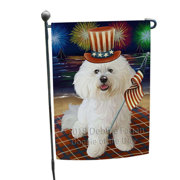 4th of July Independence Day Firework Bichon Frise Dog Garden Flag GFLG49434