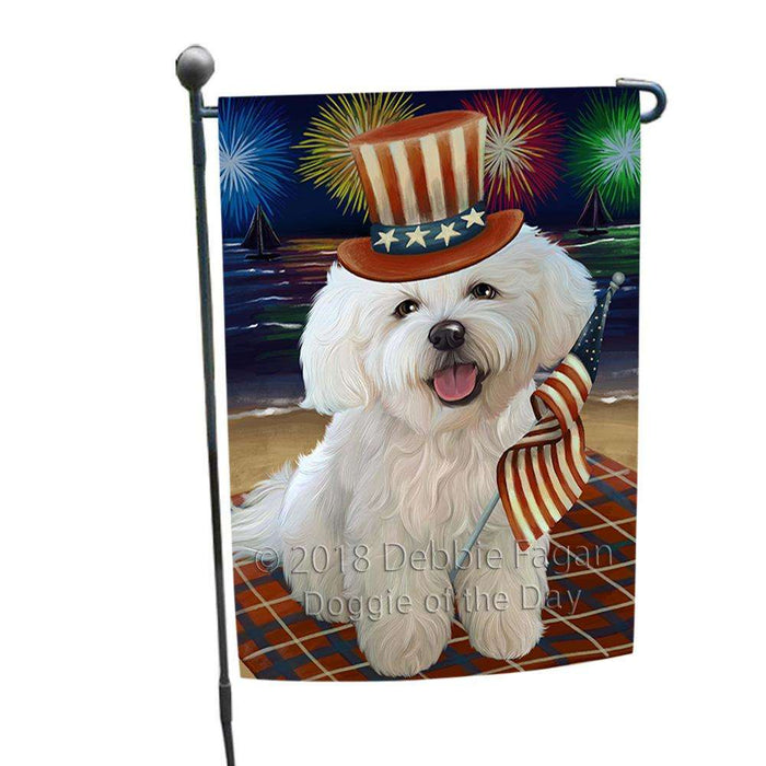 4th of July Independence Day Firework Bichon Frise Dog Garden Flag GFLG49436