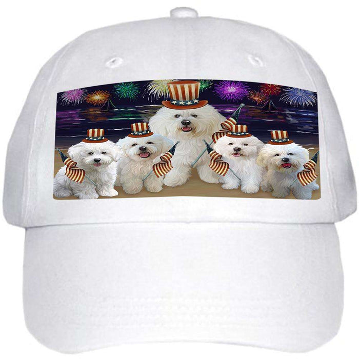 4th of July Independence Day Firework Bichon Frises Dog Ball Hat Cap HAT52551