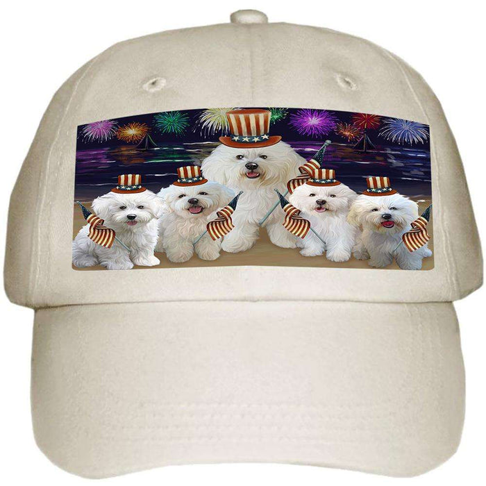 4th of July Independence Day Firework Bichon Frises Dog Ball Hat Cap HAT52551