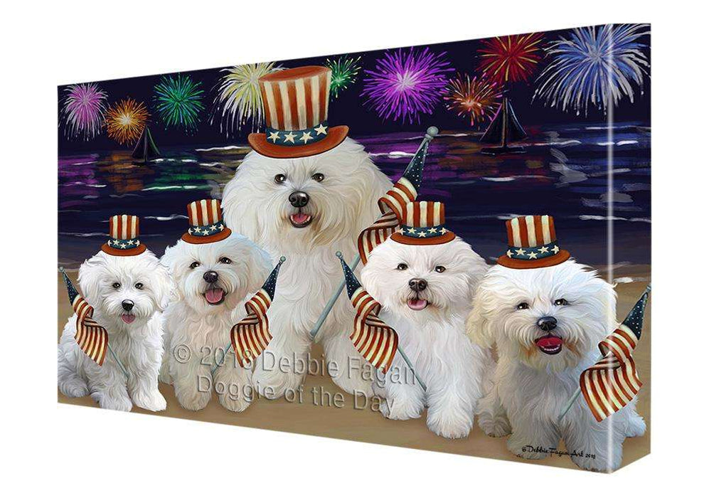 4th of July Independence Day Firework Bichon Frises Dog Canvas Wall Art CVS62197
