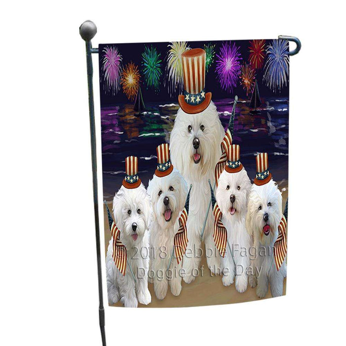 4th of July Independence Day Firework Bichon Frises Dog Garden Flag GFLG49435