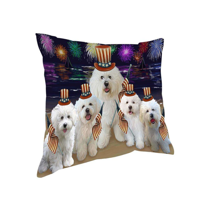 4th of July Independence Day Firework Bichon Frises Dog Pillow PIL54280