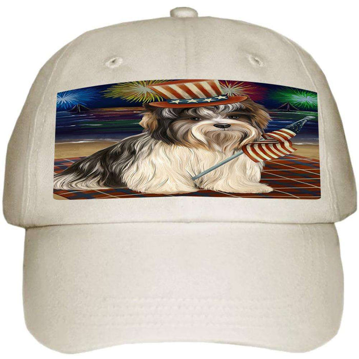 4th of July Independence Day Firework Biewer Terrier Dog Ball Hat Cap HAT59937