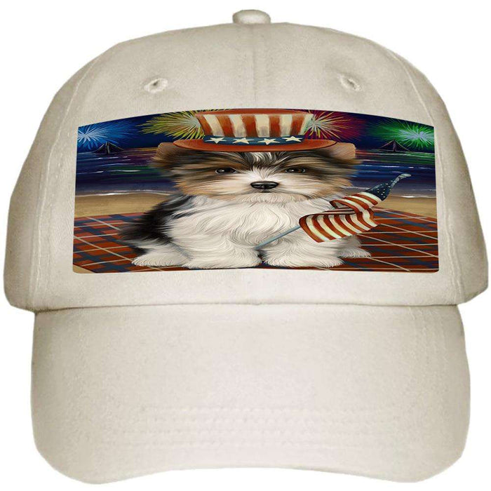 4th of July Independence Day Firework Biewer Terrier Dog Ball Hat Cap HAT59943