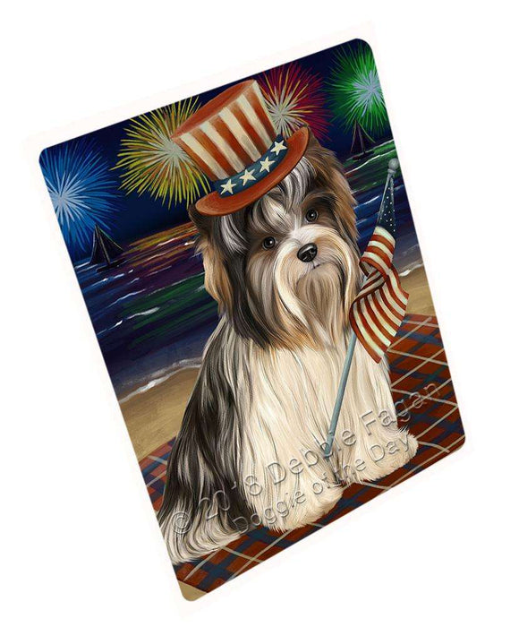 4th of July Independence Day Firework Biewer Terrier Dog Blanket BLNKT84900