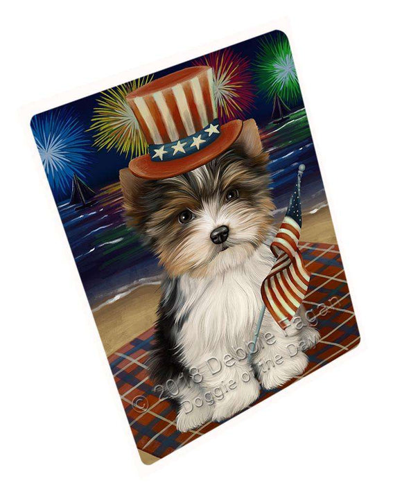 4th of July Independence Day Firework Biewer Terrier Dog Blanket BLNKT84918
