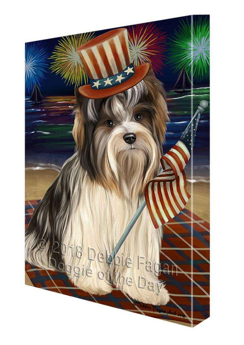 4th of July Independence Day Firework Biewer Terrier Dog Canvas Print Wall Art Décor CVS85409