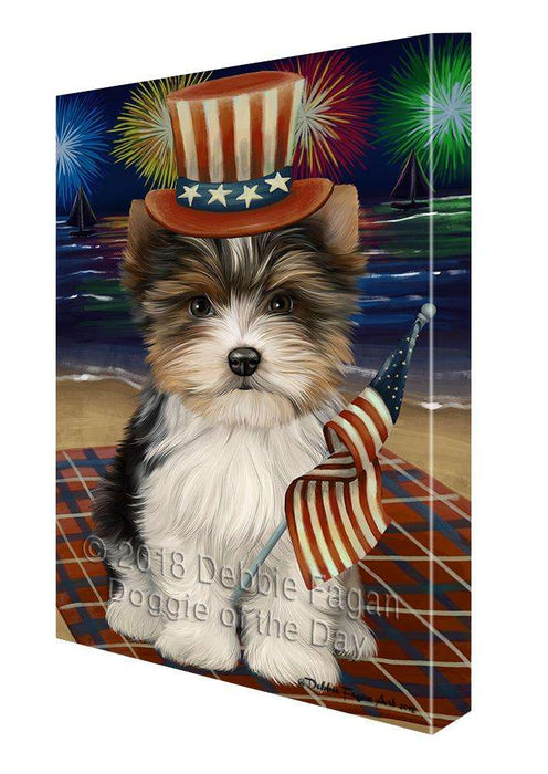 4th of July Independence Day Firework Biewer Terrier Dog Canvas Print Wall Art Décor CVS88469