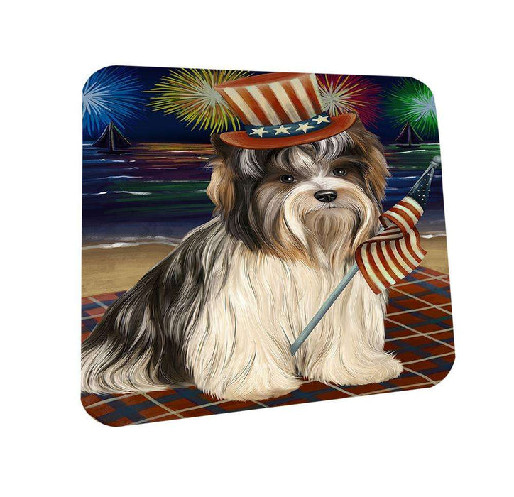 4th of July Independence Day Firework Biewer Terrier Dog Coasters Set of 4 CST51975