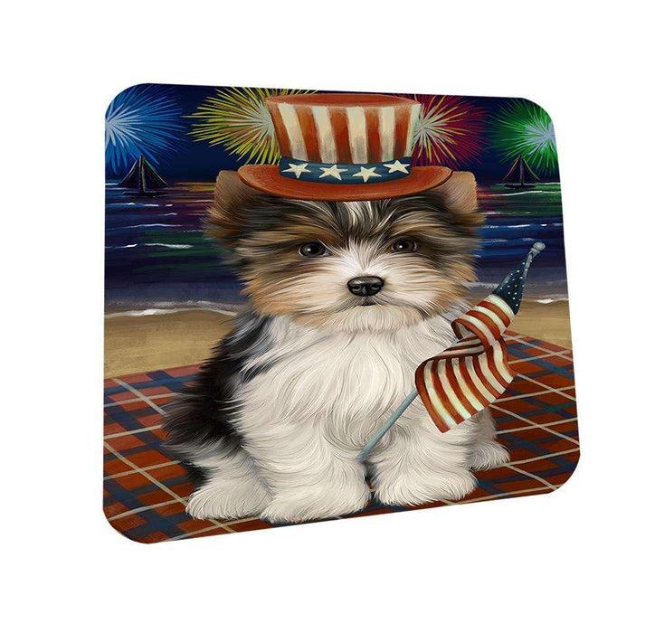 4th of July Independence Day Firework Biewer Terrier Dog Coasters Set of 4 CST51977