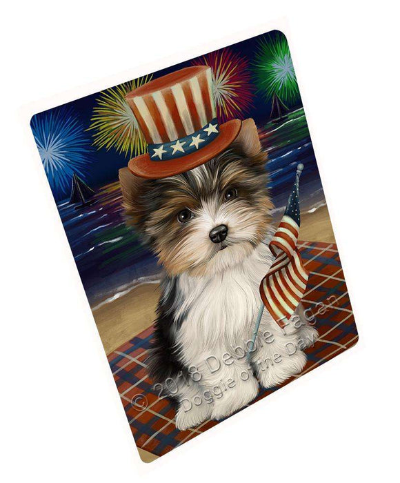 4th of July Independence Day Firework Biewer Terrier Dog Cutting Board C61317