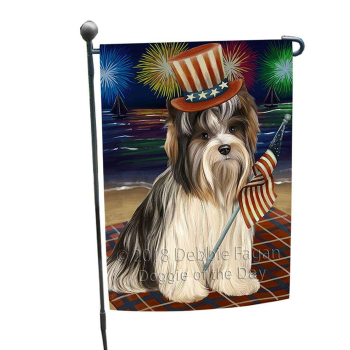 4th of July Independence Day Firework Biewer Terrier Dog Garden Flag GFLG52013