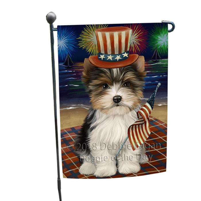 4th of July Independence Day Firework Biewer Terrier Dog Garden Flag GFLG52015