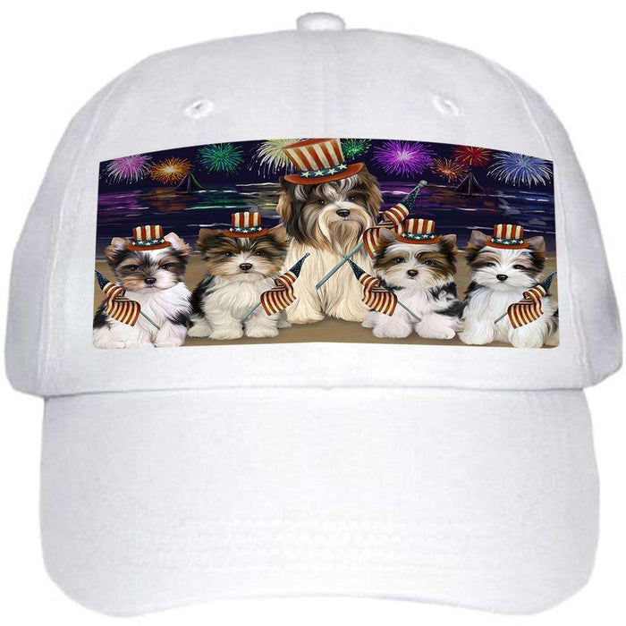 4th of July Independence Day Firework Biewer Terriers Dog Ball Hat Cap HAT59940