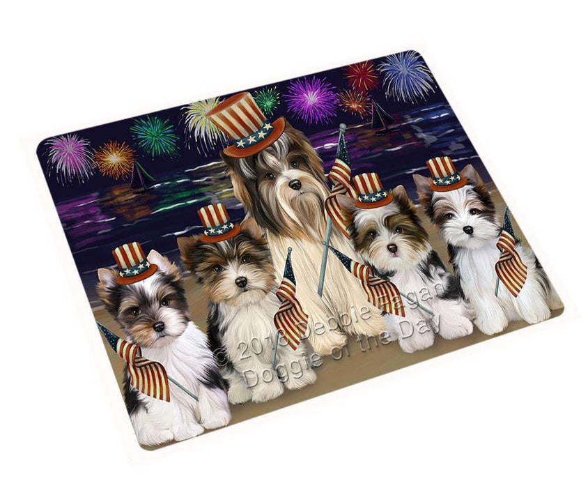 4th of July Independence Day Firework Biewer Terriers Dog Blanket BLNKT84909