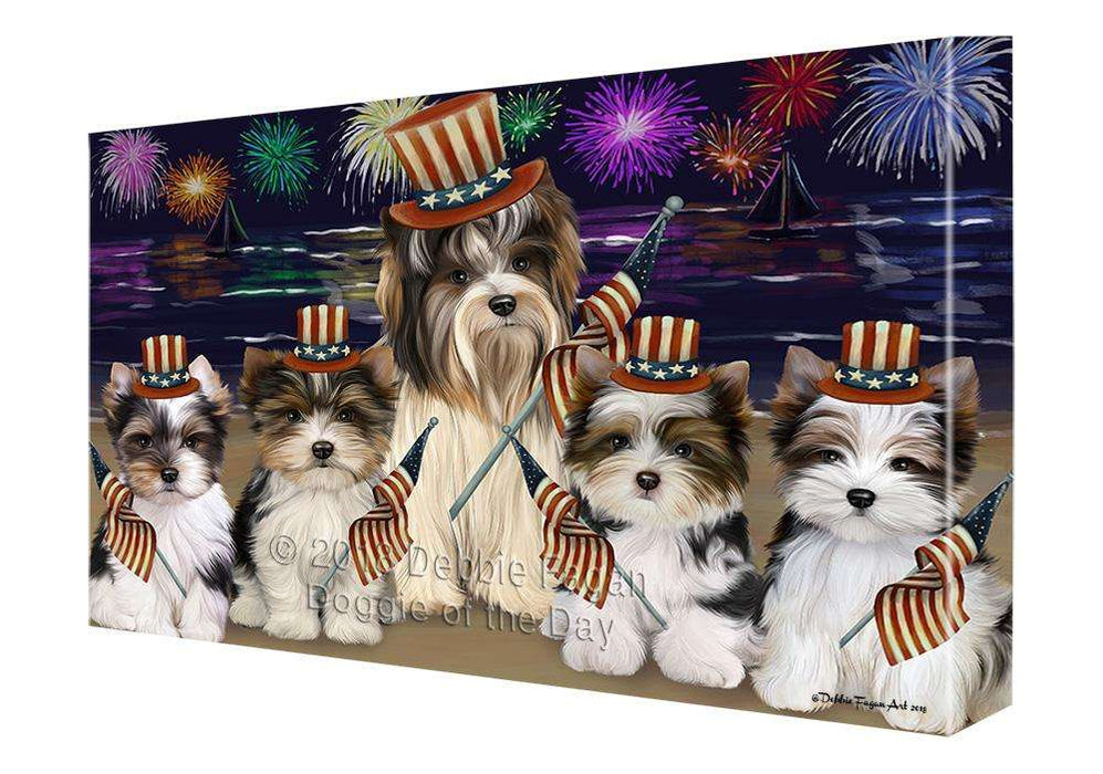 4th of July Independence Day Firework Biewer Terriers Dog Canvas Print Wall Art Décor CVS88460