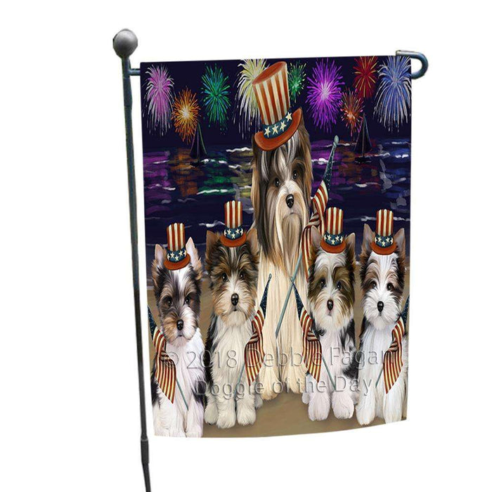 4th of July Independence Day Firework Biewer Terriers Dog Garden Flag GFLG52014