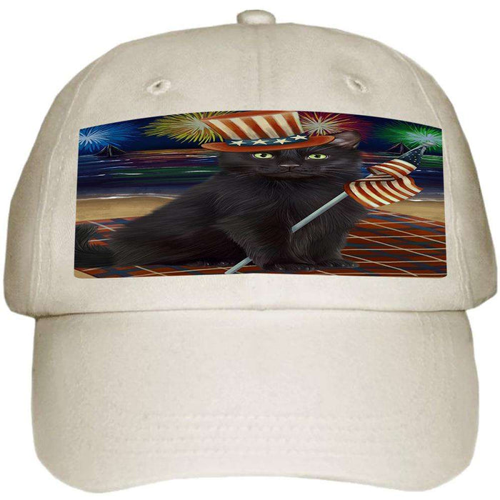 4th of July Independence Day Firework Black Cat Ball Hat Cap HAT60960