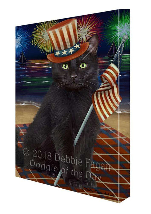 4th of July Independence Day Firework Black Cat Canvas Print Wall Art Décor CVS85436