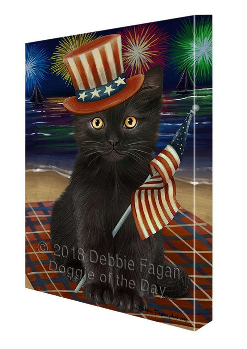 4th of July Independence Day Firework Black Cat Canvas Print Wall Art Décor CVS85454