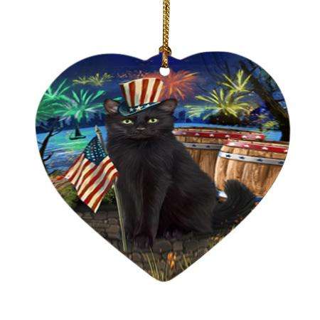 4th of July Independence Day Firework Black Cat Heart Christmas Ornament HPOR54037