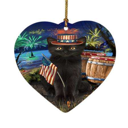 4th of July Independence Day Firework Black Cat Heart Christmas Ornament HPOR54038