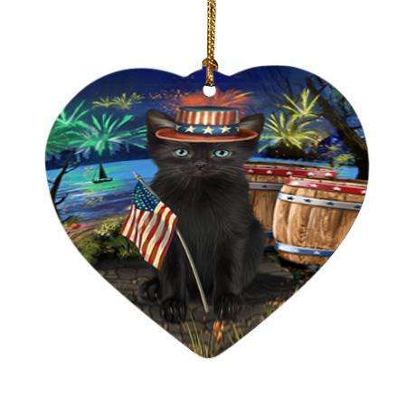 4th of July Independence Day Firework Black Cat Heart Christmas Ornament HPOR54039