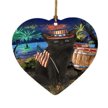 4th of July Independence Day Firework Black Cat Heart Christmas Ornament HPOR54040