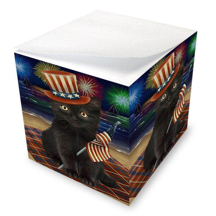 4th of July Independence Day Firework Black Cat Note Cube NOC52411