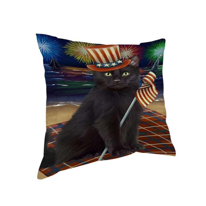 4th of July Independence Day Firework Black Cat Pillow PIL64440
