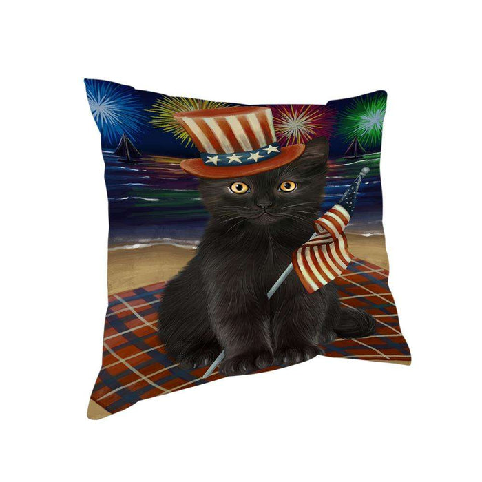 4th of July Independence Day Firework Black Cat Pillow PIL64448