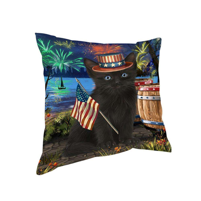 4th of July Independence Day Firework Black Cat Pillow PIL72784
