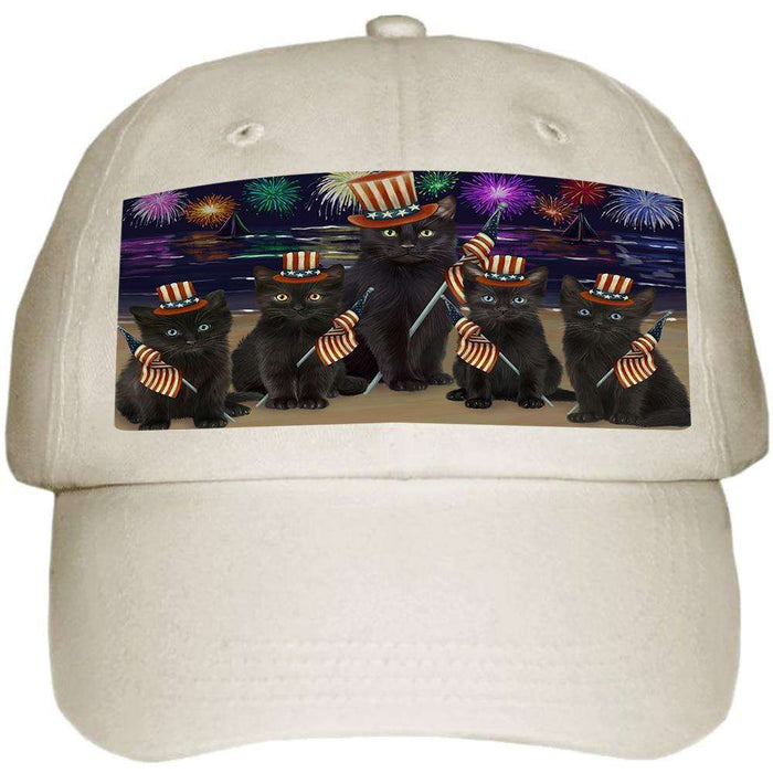 4th of July Independence Day Firework Black Cats Ball Hat Cap HAT59949